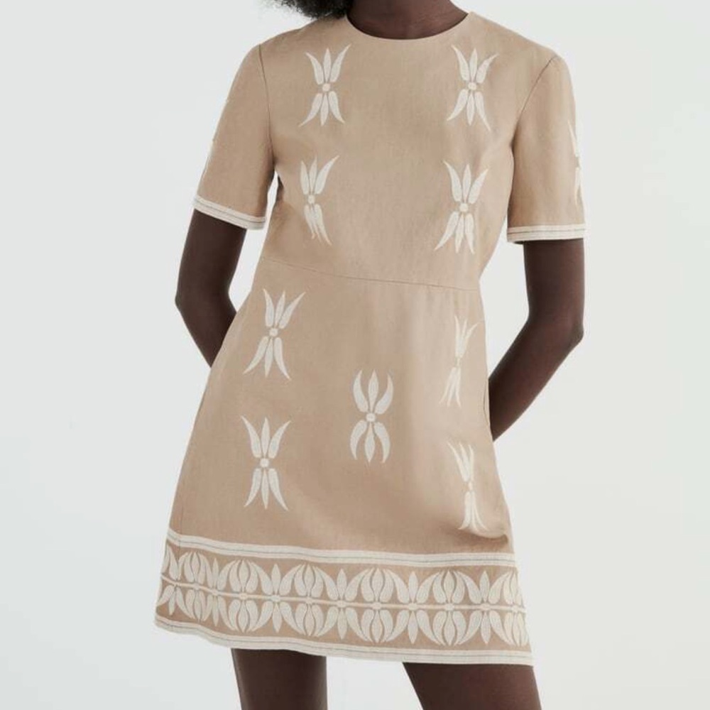 Zara Tan and White Dress
